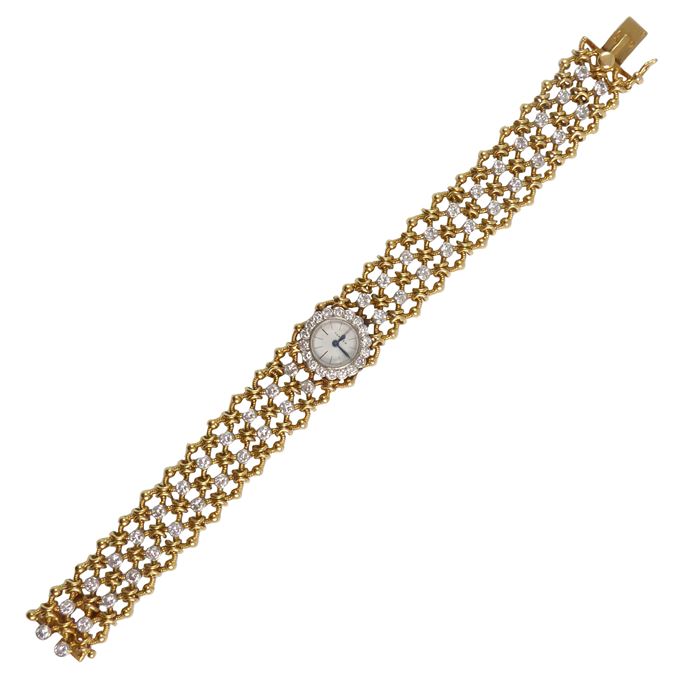   Cartier - 18ct gold and diamond mesh strap watch, of stylised chainmail design | MasterArt